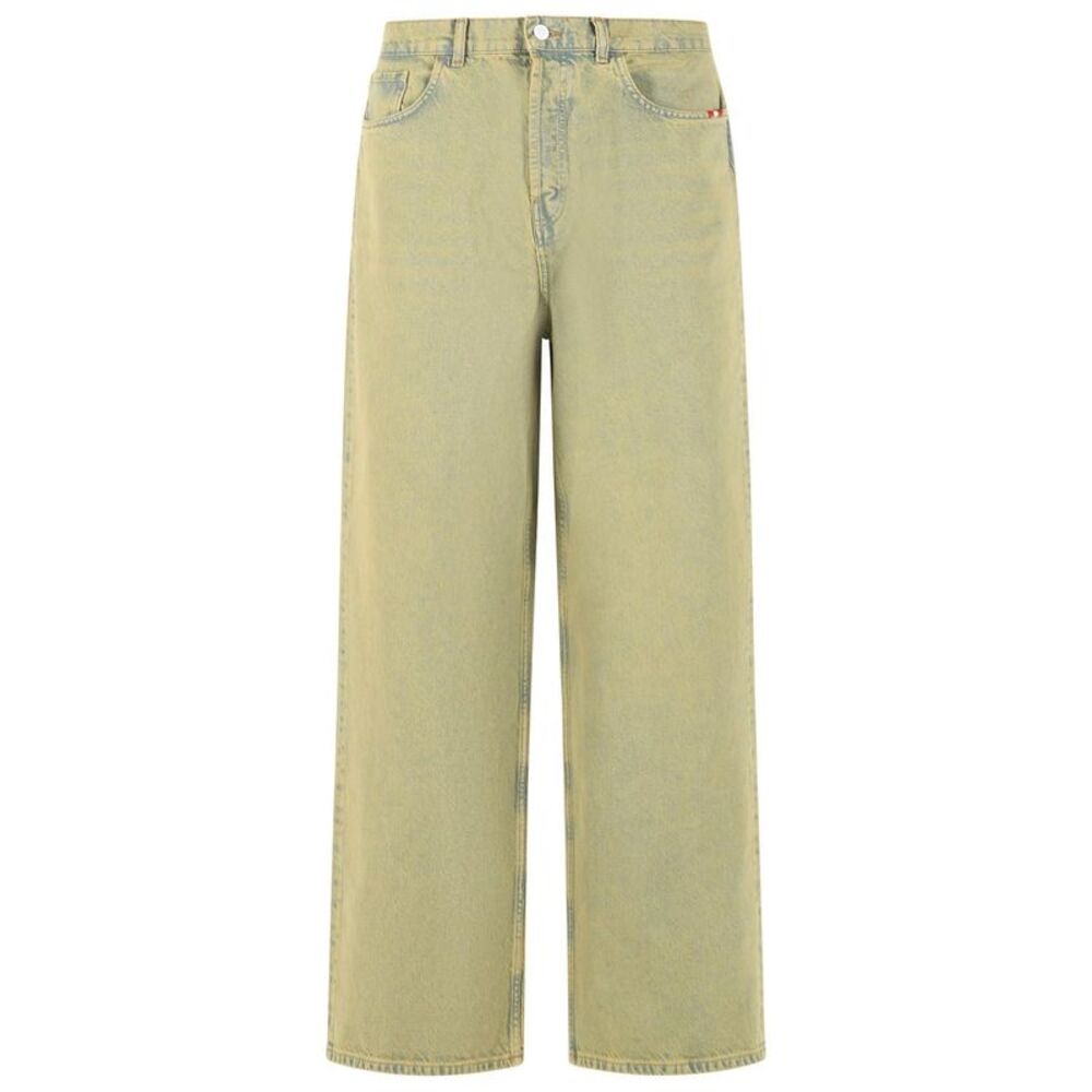Amish 'Huge' Blue And Yellow Cotton Jeans Men